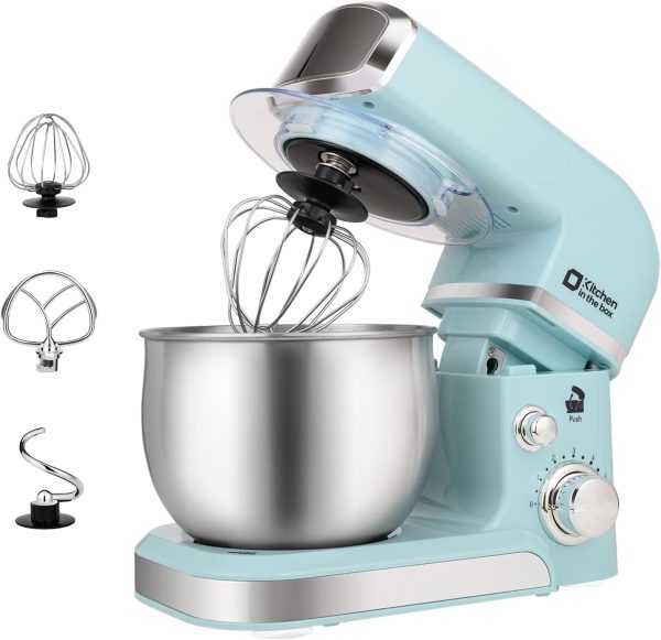 Kitchen in the Box Mixer — Kitchen in the box Stand Mixer,3.2Qt Small Electric Food Mixer,6 Speeds Portable Lightweight Kitchen Mixer for Daily Use with Egg Whisk,Dough Hook,Flat Beater (Blue)